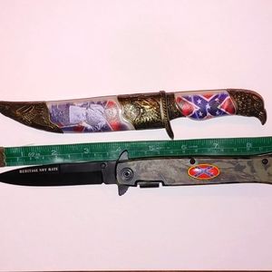Two collectors knives Dixie Rebel Eagle Camouflage